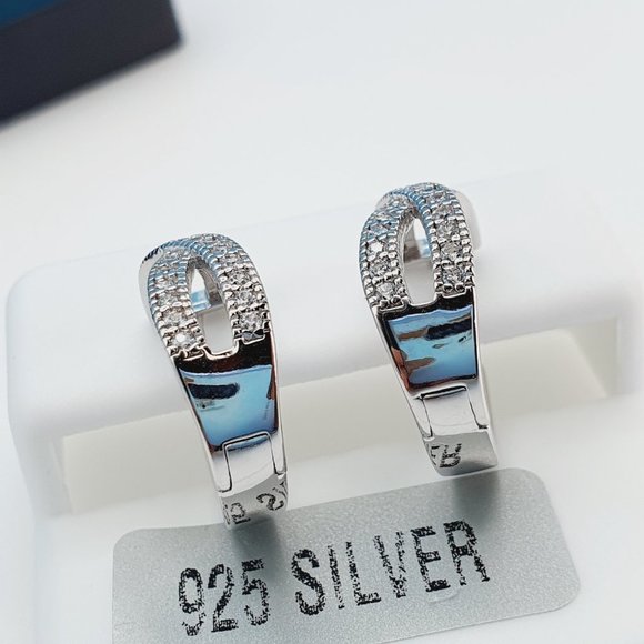 "925 Sterling Silver Cubic Zirconia Earrings, UU1P6A6149 - Picture 9 of 10
